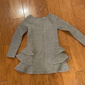 Cat & Jack Girls Gray Ruffle Dress Size 6 Long Sleeve Tiered Peplum Twirl Dress